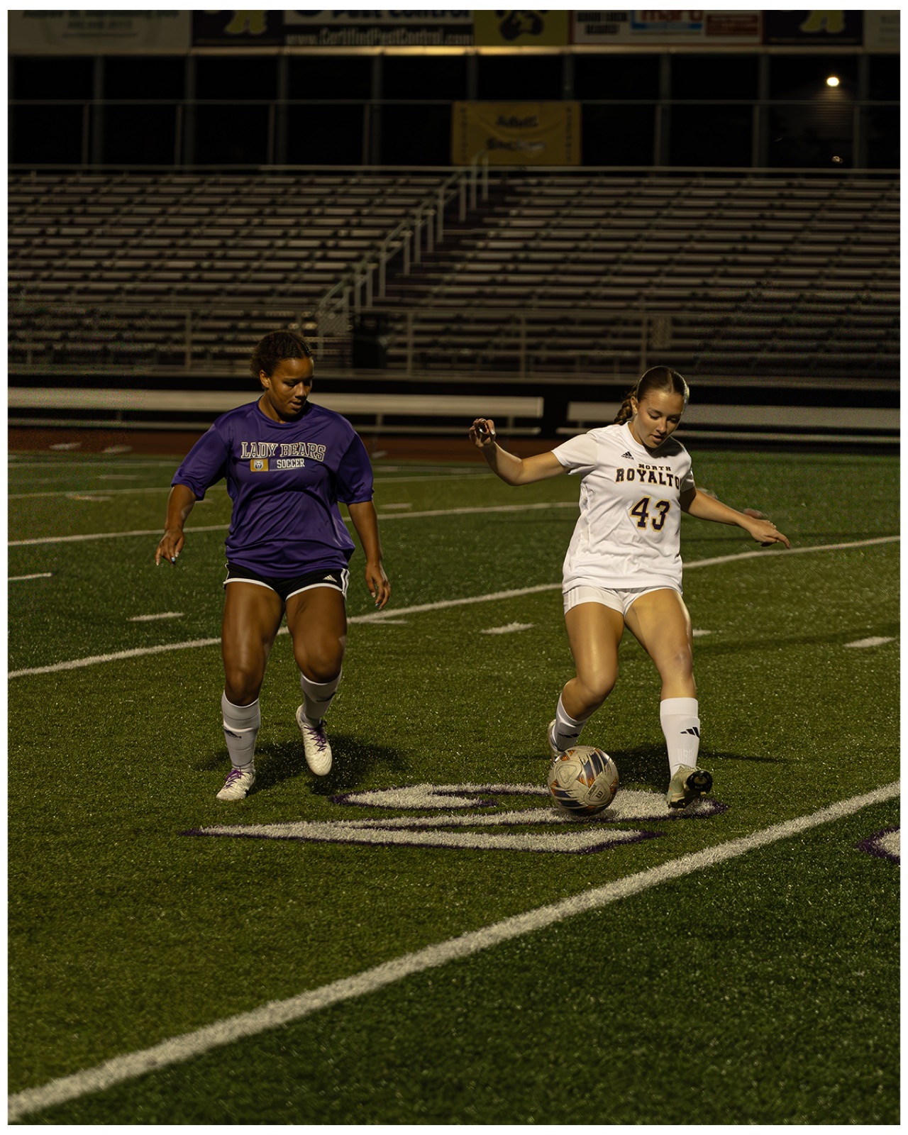 Night game action captured under the lights